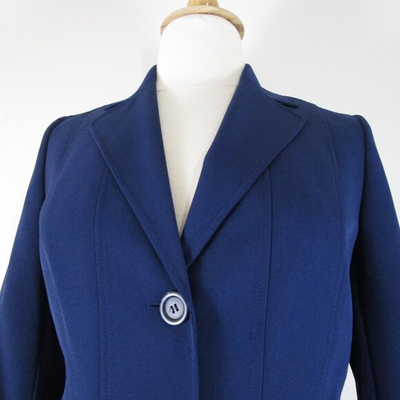 Kasper Petite Solid Navy Blue Pant Suit 12 10P Formal Business Career - Picture 4 of 15